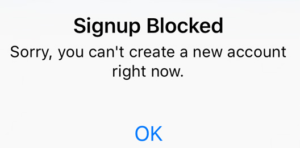 Signup blocked