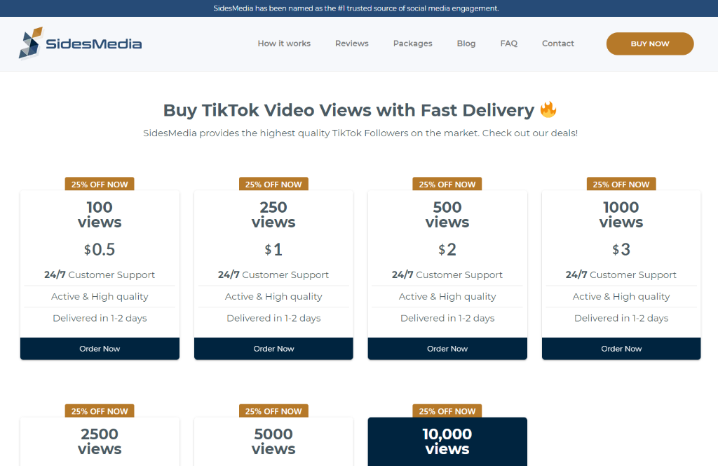 SidesMedia TikTok Views Pricing