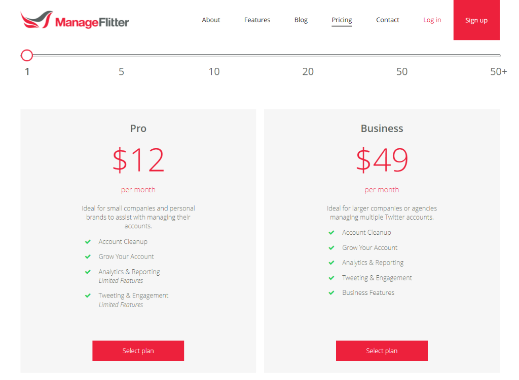 Manage Flitter Pricing