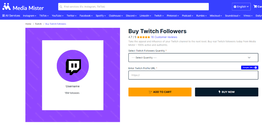 Media Mister Buy Twitch Followers