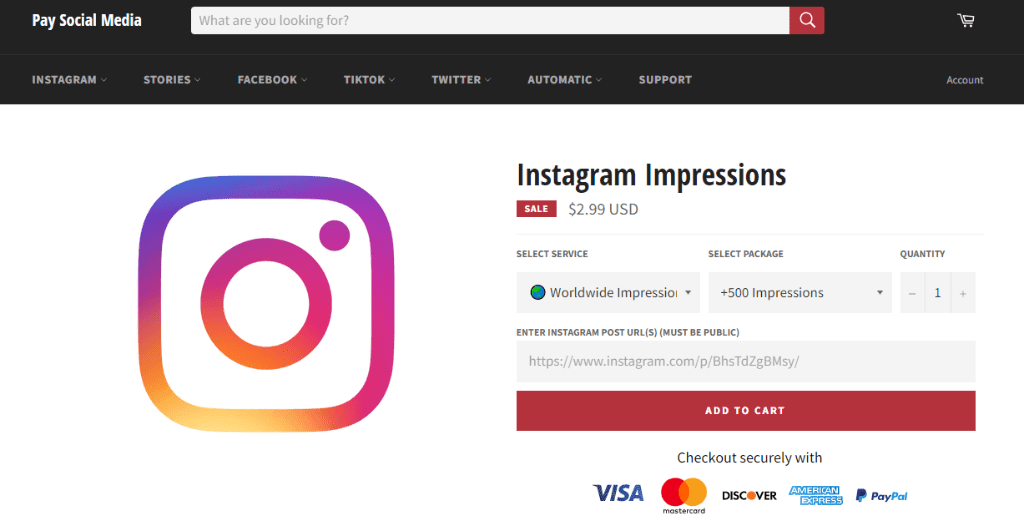 Pay Social Media Buy Instagram Impressions