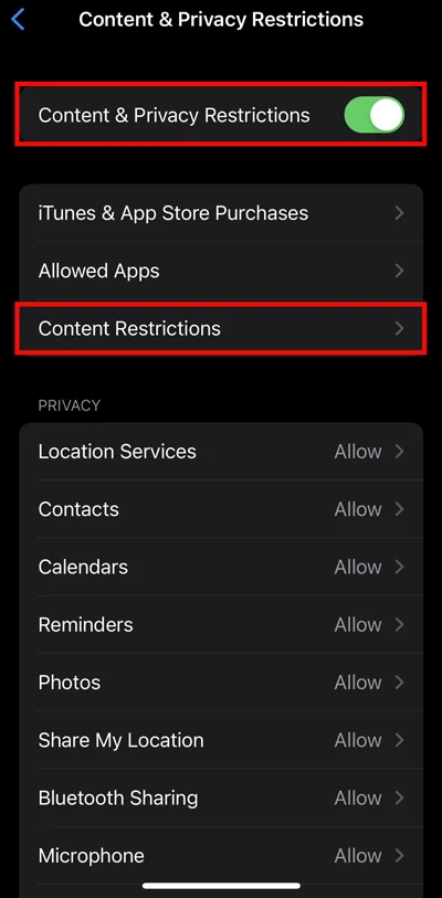 Content Restrictions