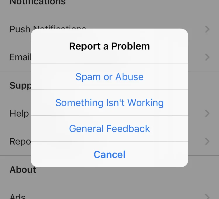 Report Error To Instagram
