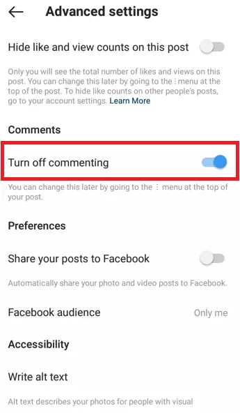 Turn off commenting