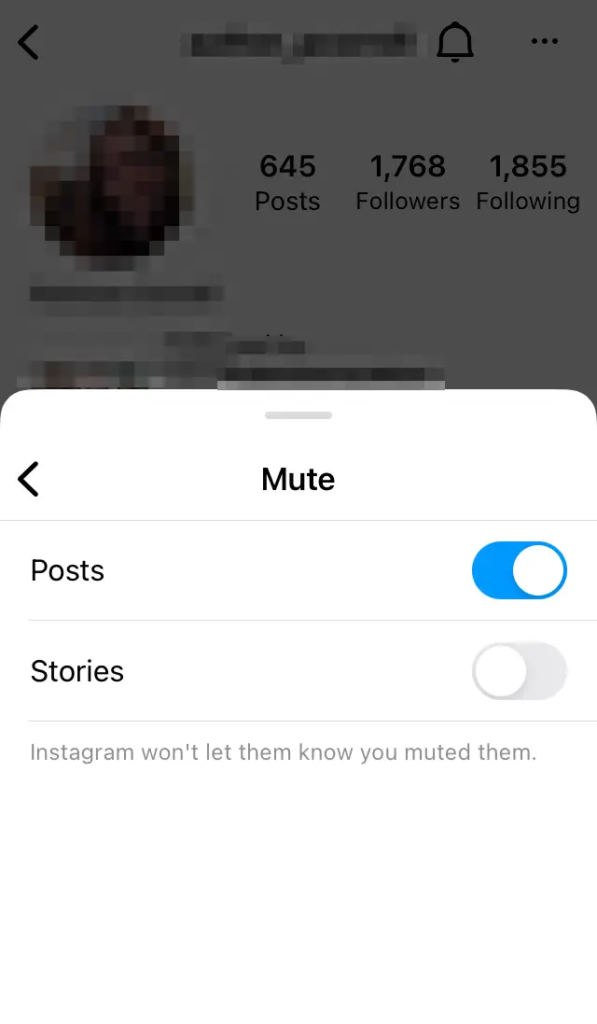 mute option next to Posts