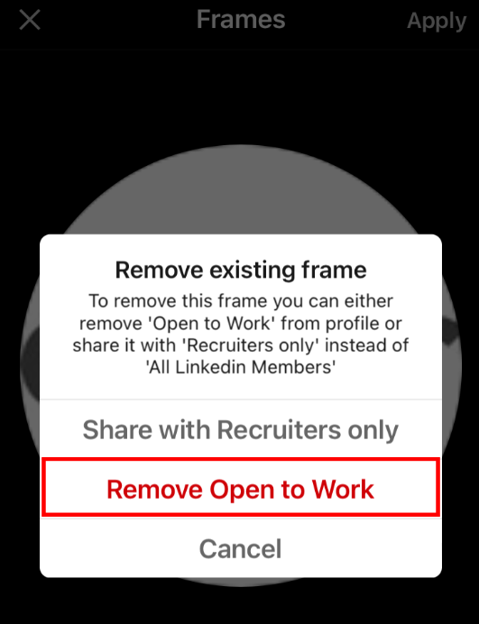 remove Open to Work