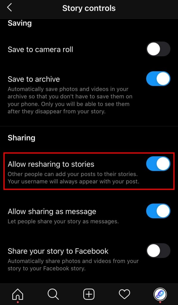 Enable Resharing to Stories