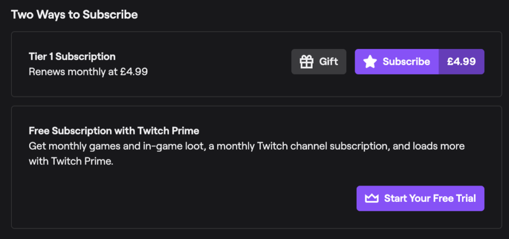 twitch subscription
