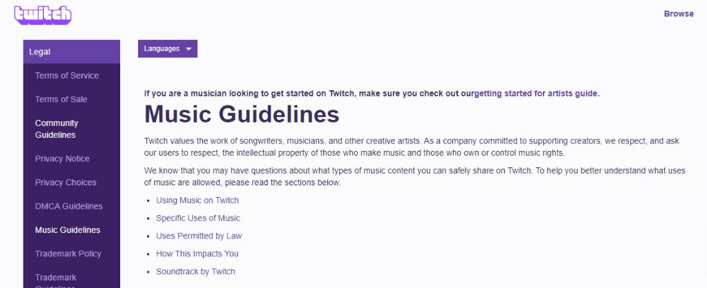 Twitch’s Guidelines