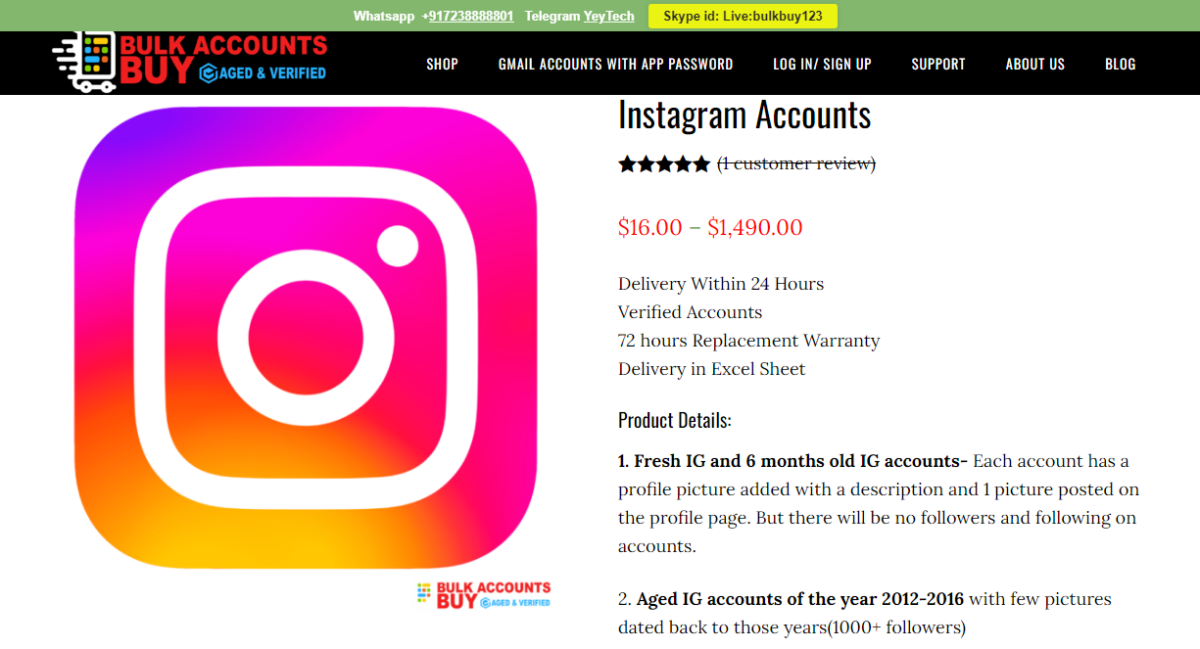 Bulk Accounts Buy Buy Instagram Accounts