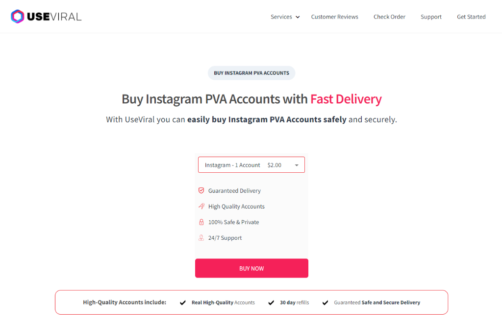 UseViral Buy Instagram PVA Accounts