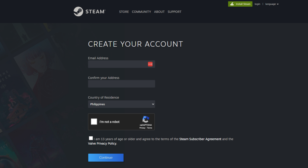 Creating a Steam Account
