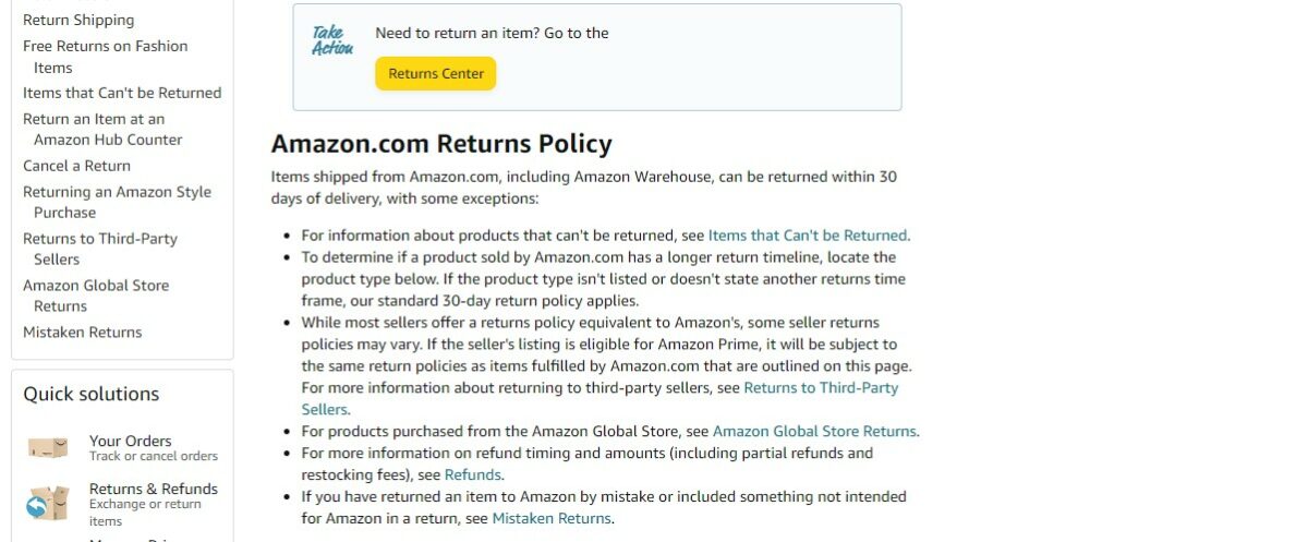 Amazon Returns Policy