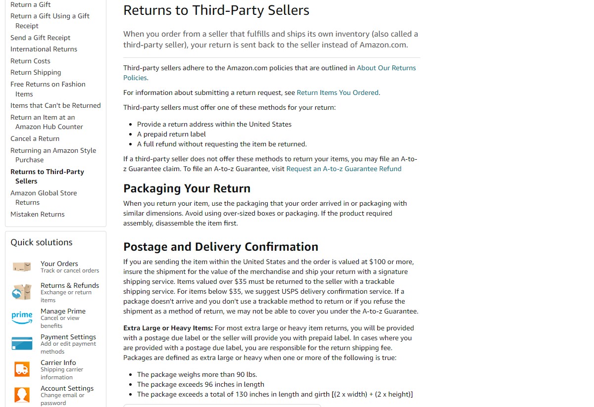 Returns to Third-Party Sellers