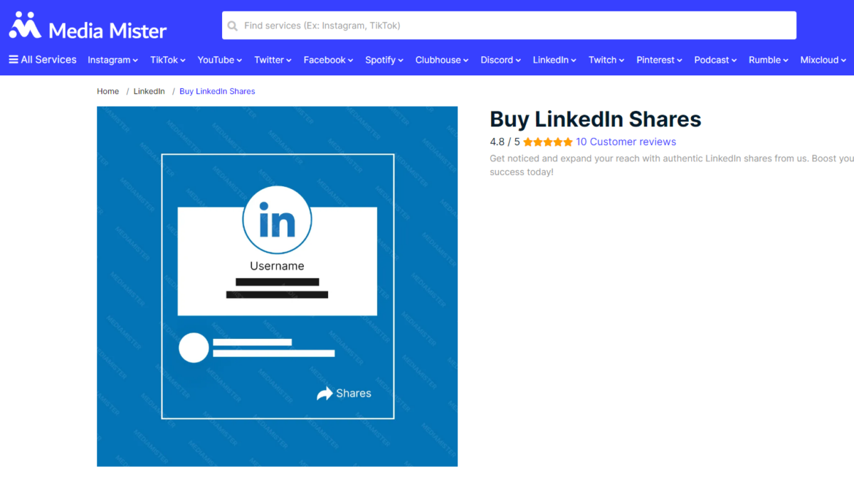 media mister Buy LinkedIn Post Shares