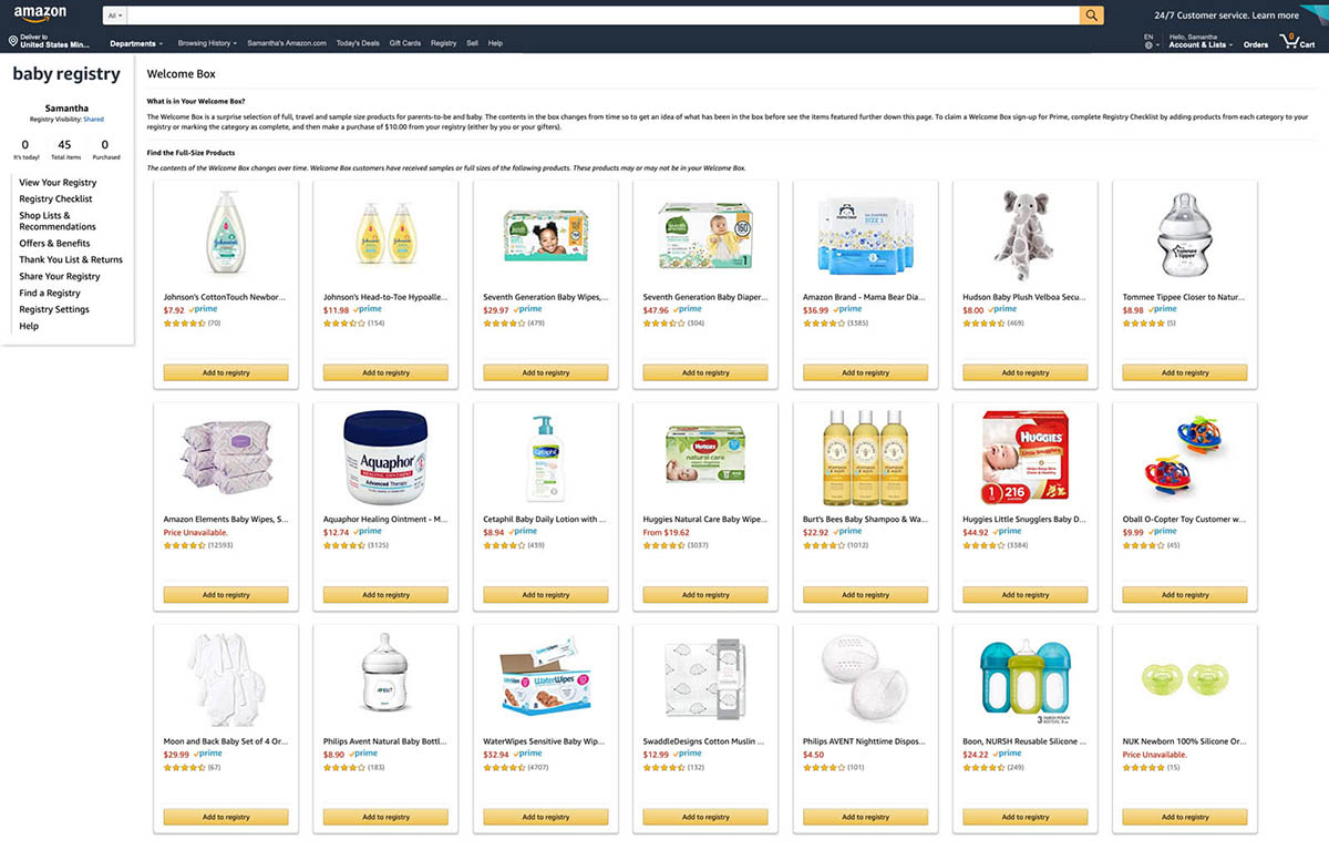 Purchase Items from a Registry on Amazon