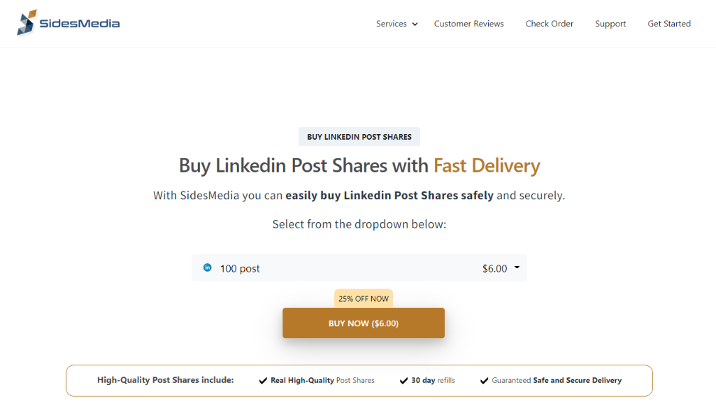 sidesmedia Buy LinkedIn Post Shares