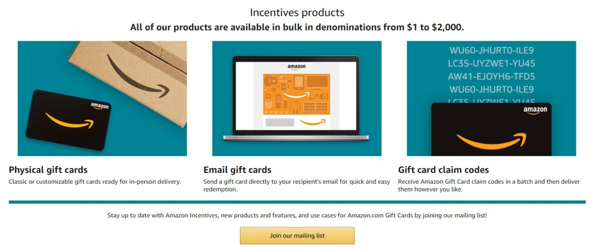 amazon gift cards types corporate