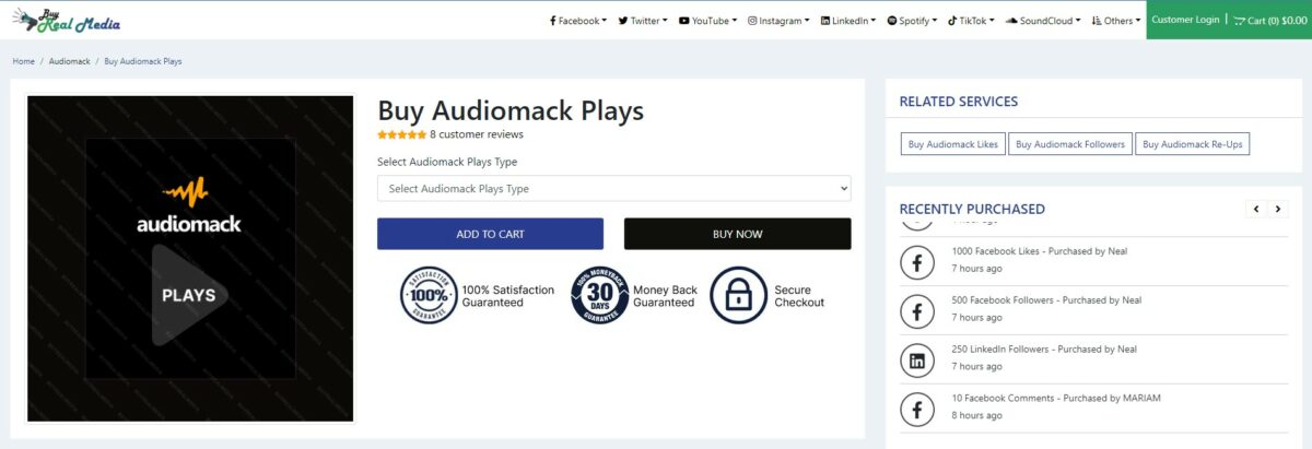 buy real media audiomack plays