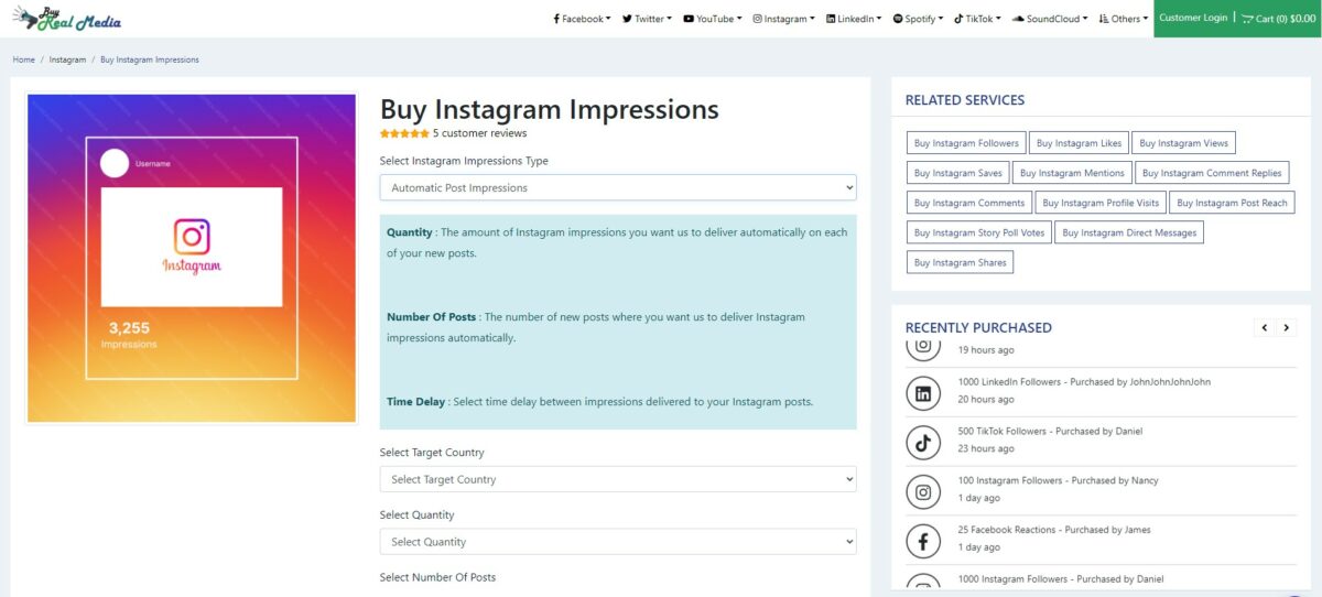 buy real media buy automatic instagram impressions