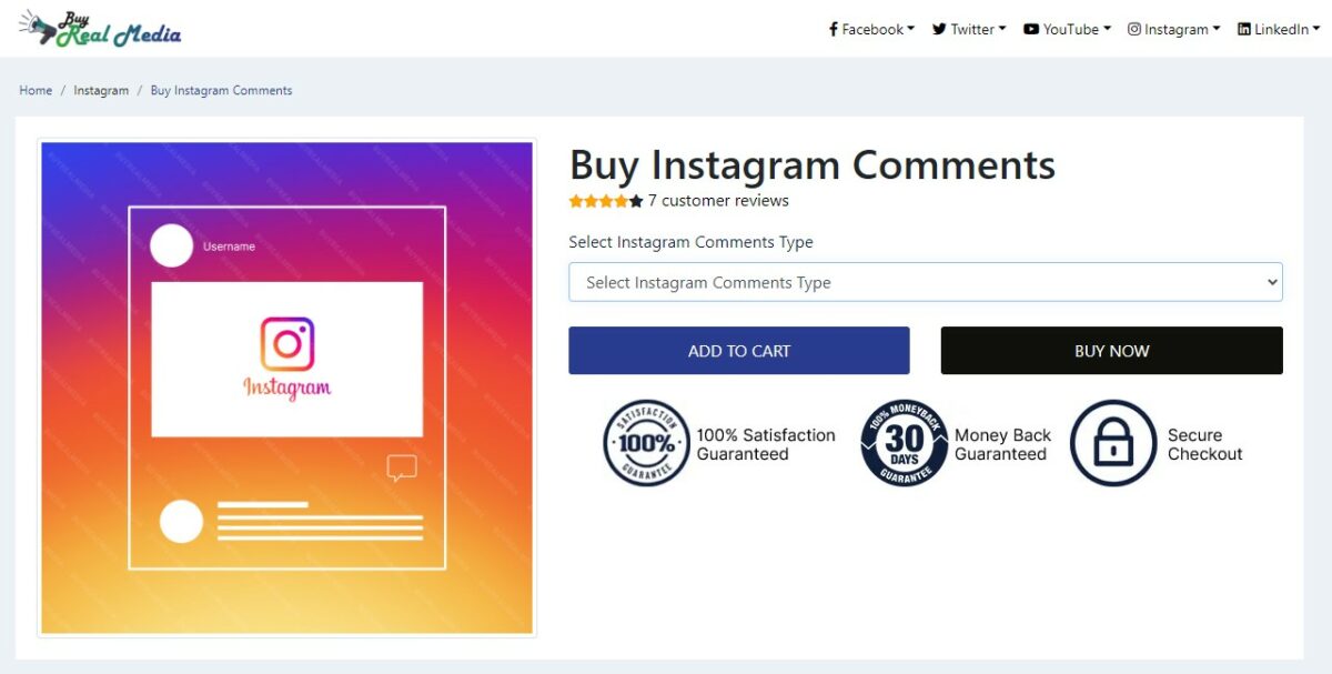buy real media buy custom Instagram comments