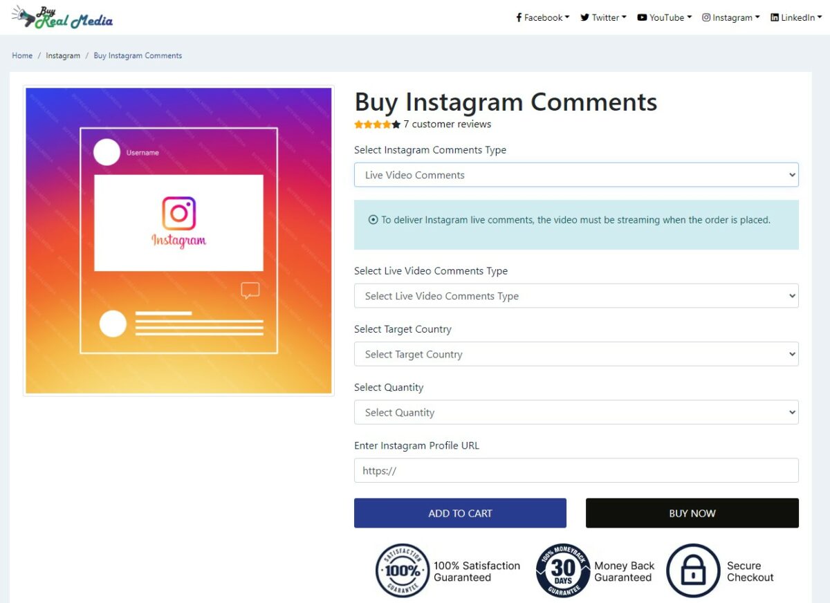 buy real media buy instagram live comments