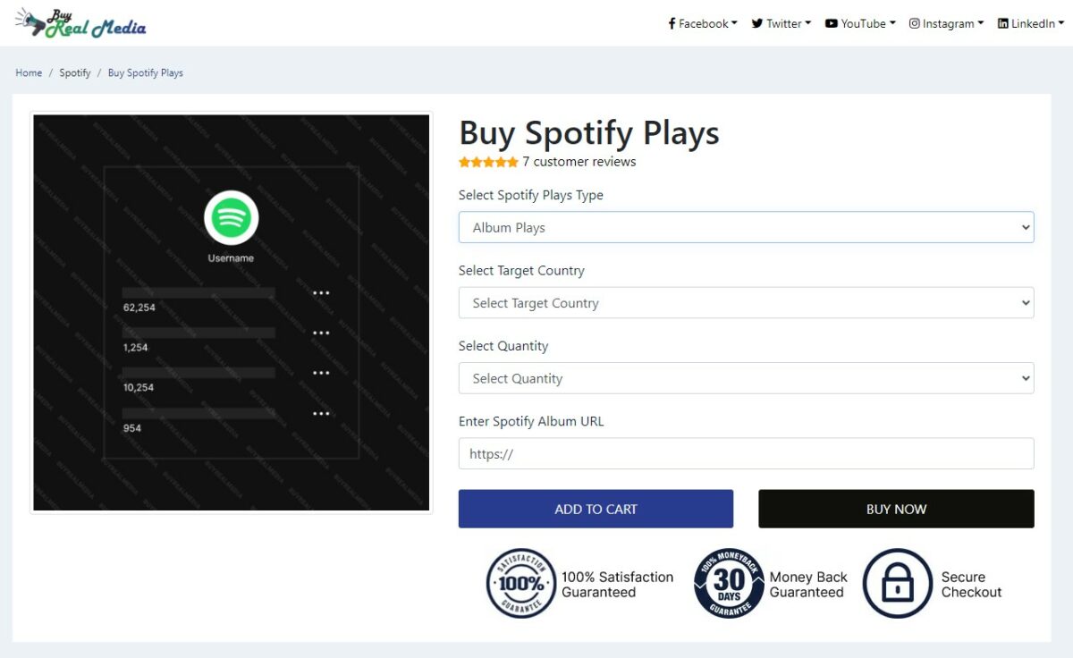 buy real media buy spotify album plays