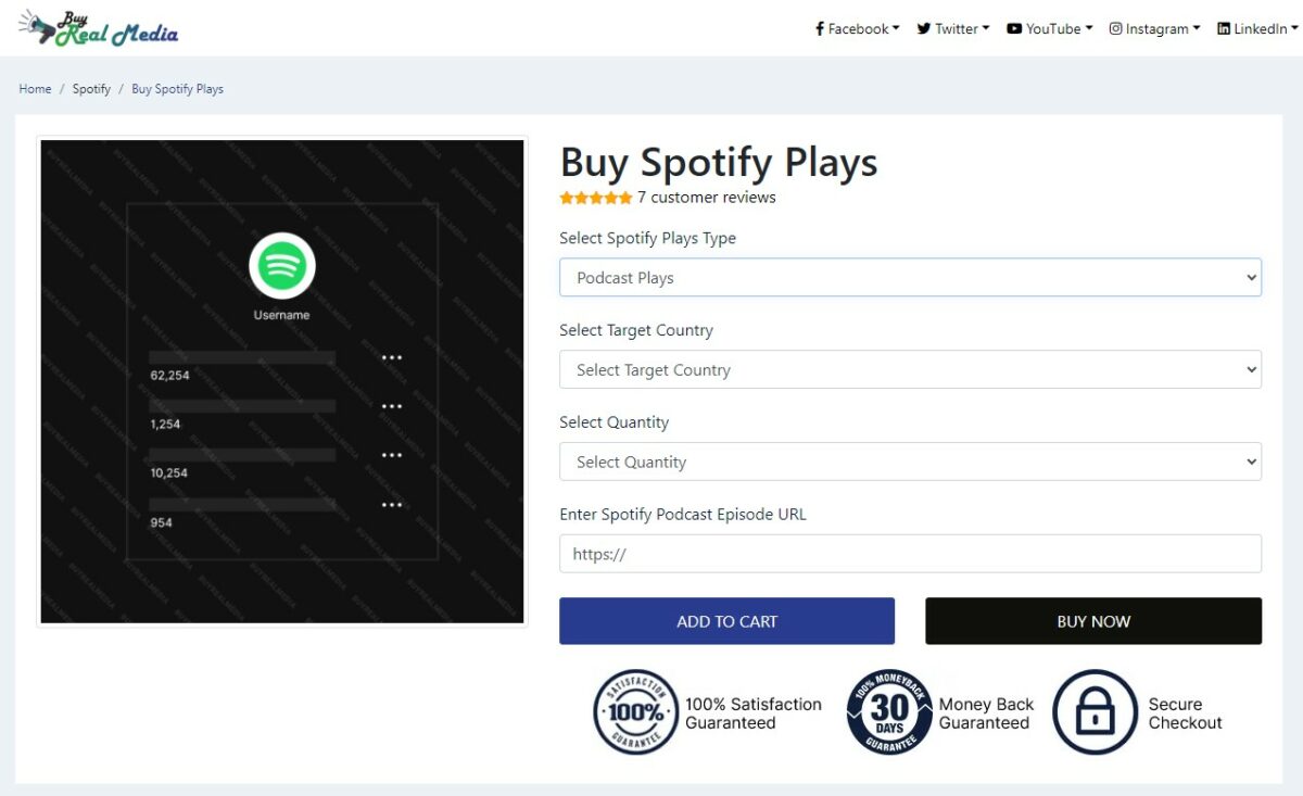buy real media buy spotify podcast plays