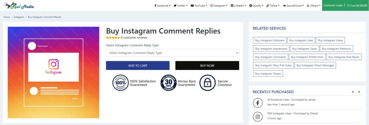buy real media buy instagram comment replies