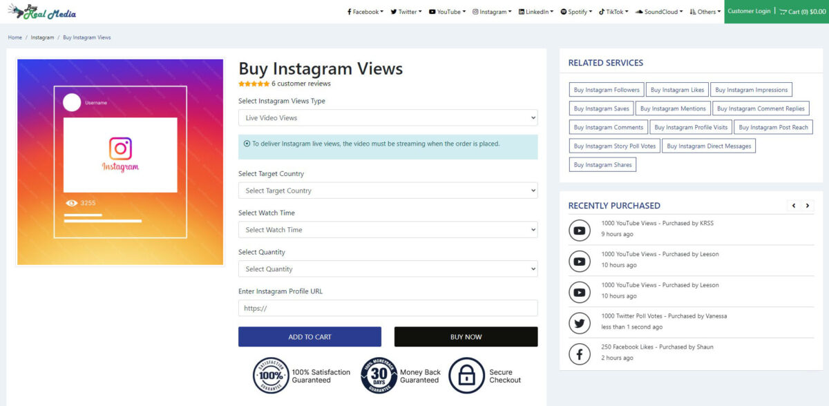 buy real media buy instagram live views