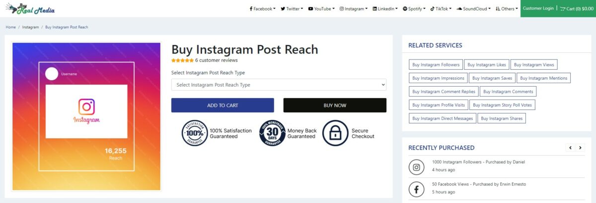 buy real media buy Instagram post reach