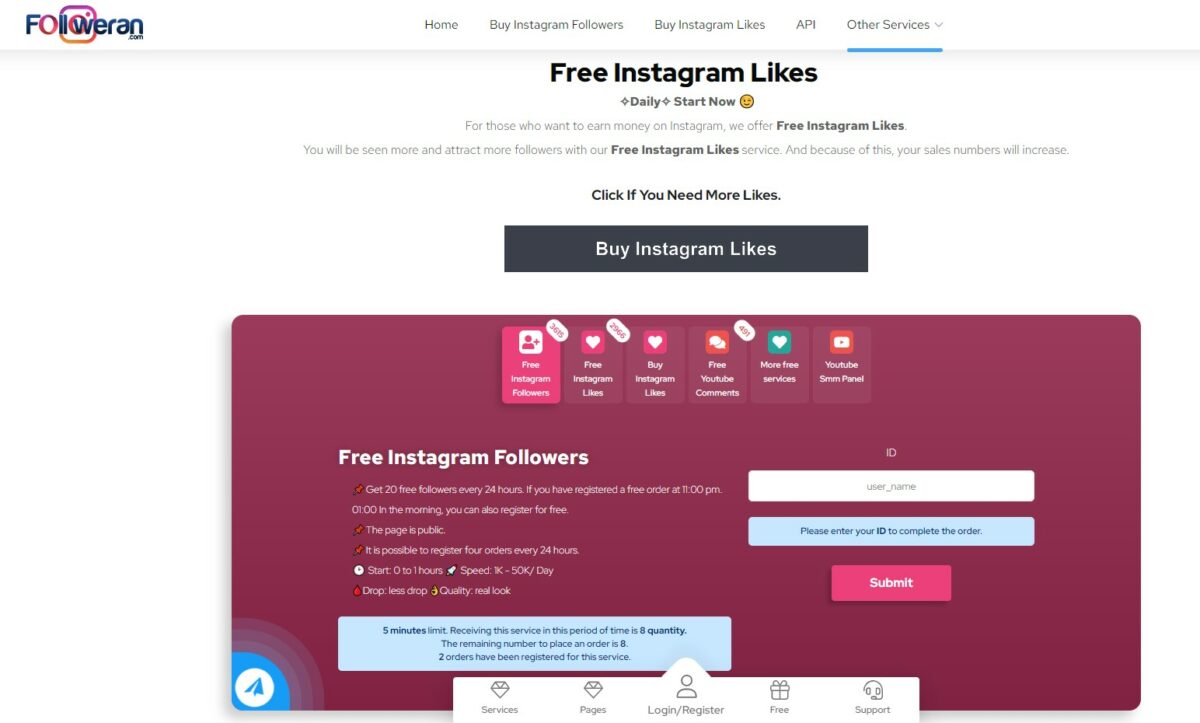 followeran get free Instagram likes