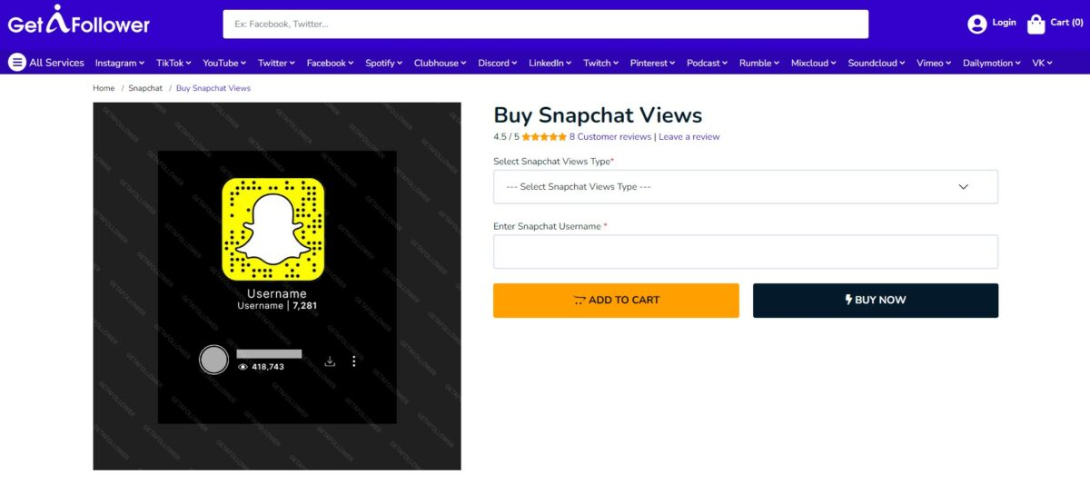 getafollower buy snapchat views