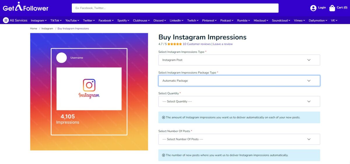 getafollower buy automatic instagram impressions