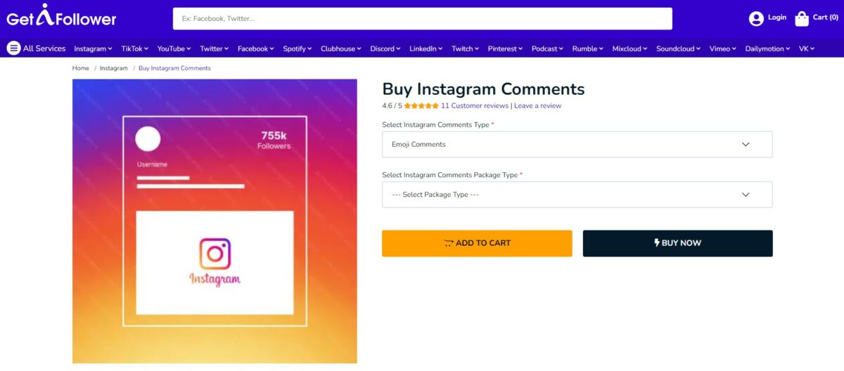 getafollower buy instagram emoji comments