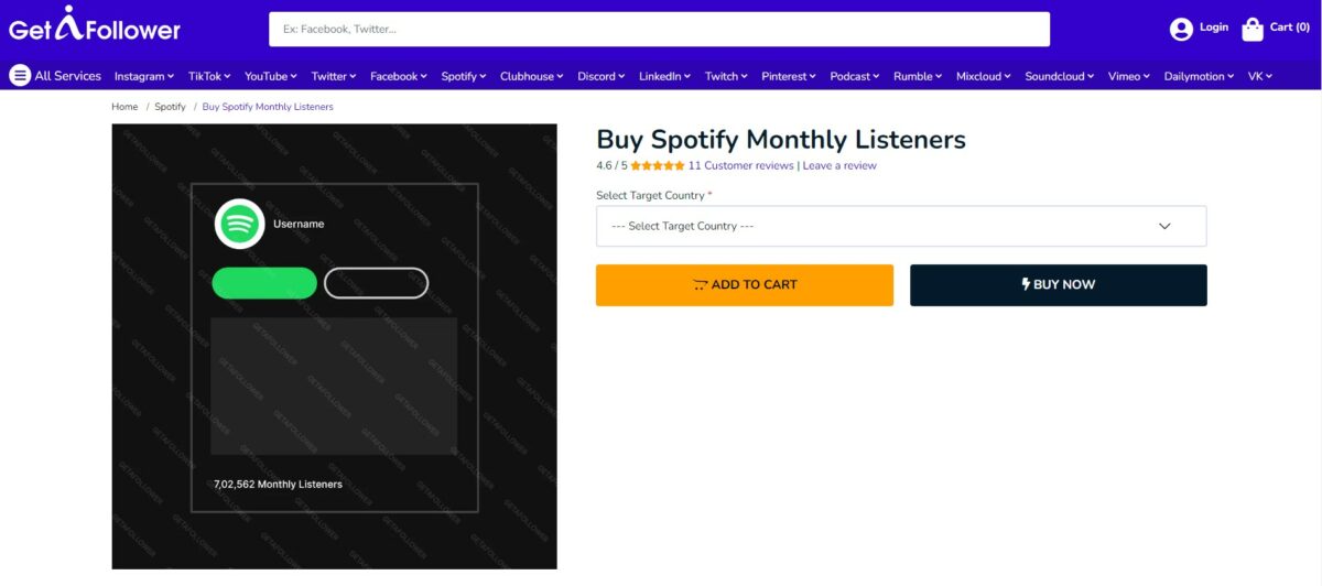 getafollower buy spotify monthly listeners