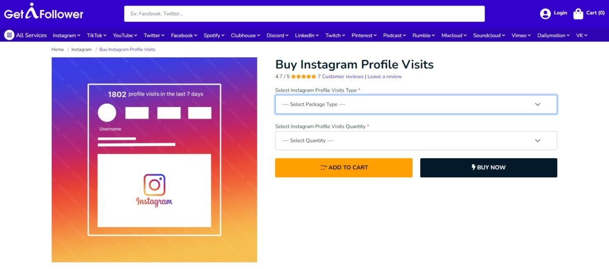 getafollower buy instagram profile visits