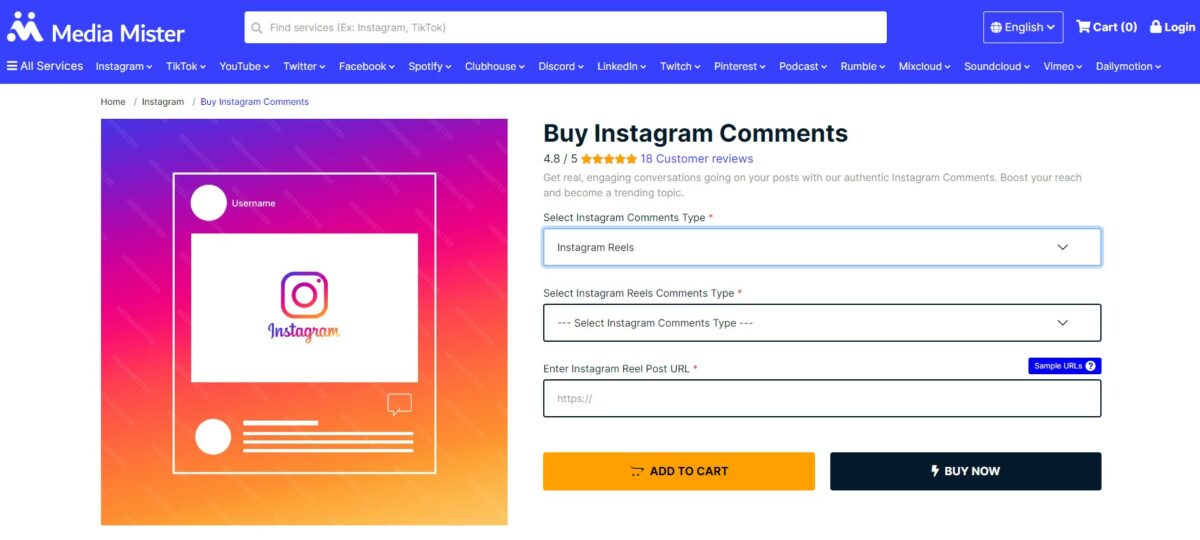 media mister - Best Sites to Buy Instagram Reels Comments