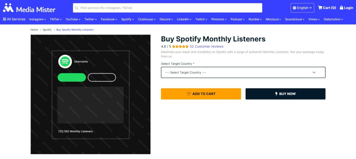 media mister buy spotify monthly listeners
