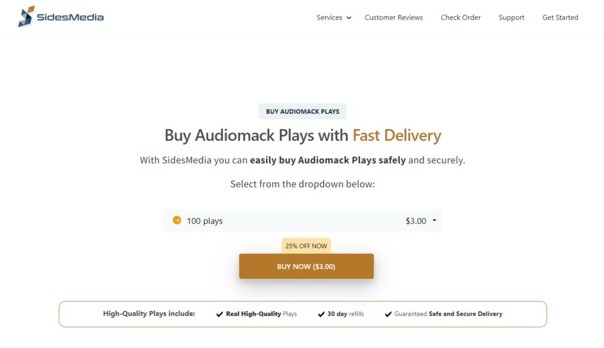 sidesmedia buy audiomack plays