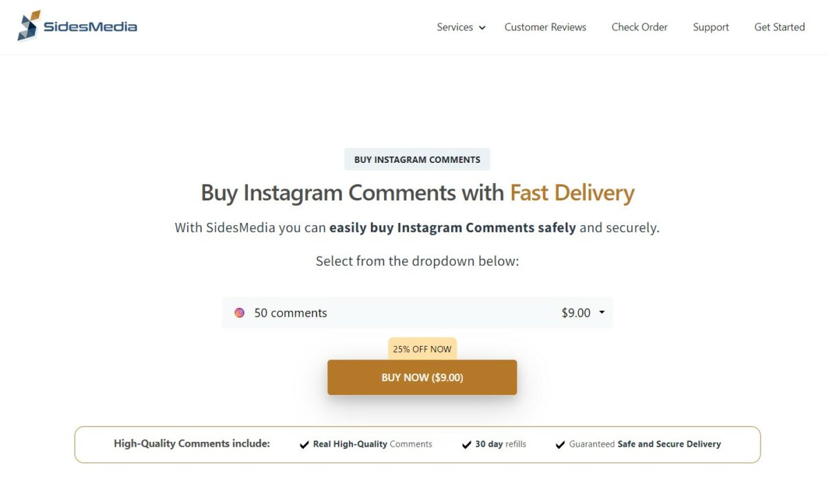 sidesmedia buy custom Instagram comments