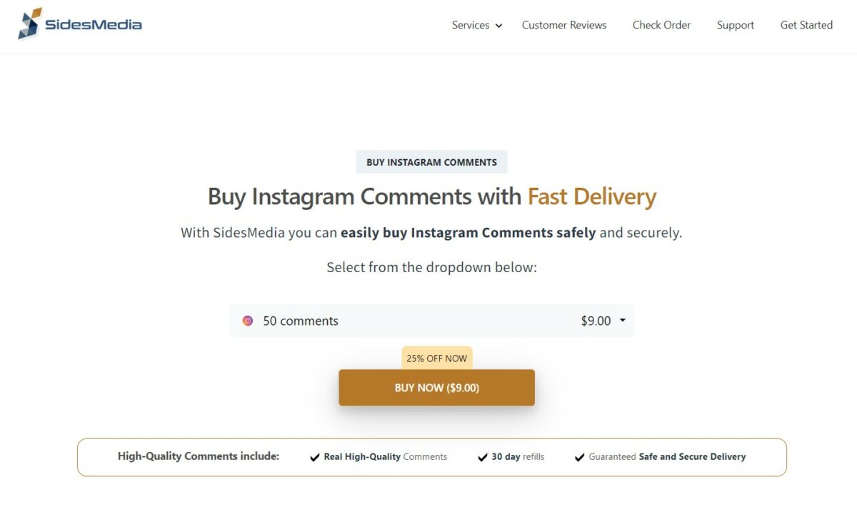 sidesmedia buy Instagram reels comments