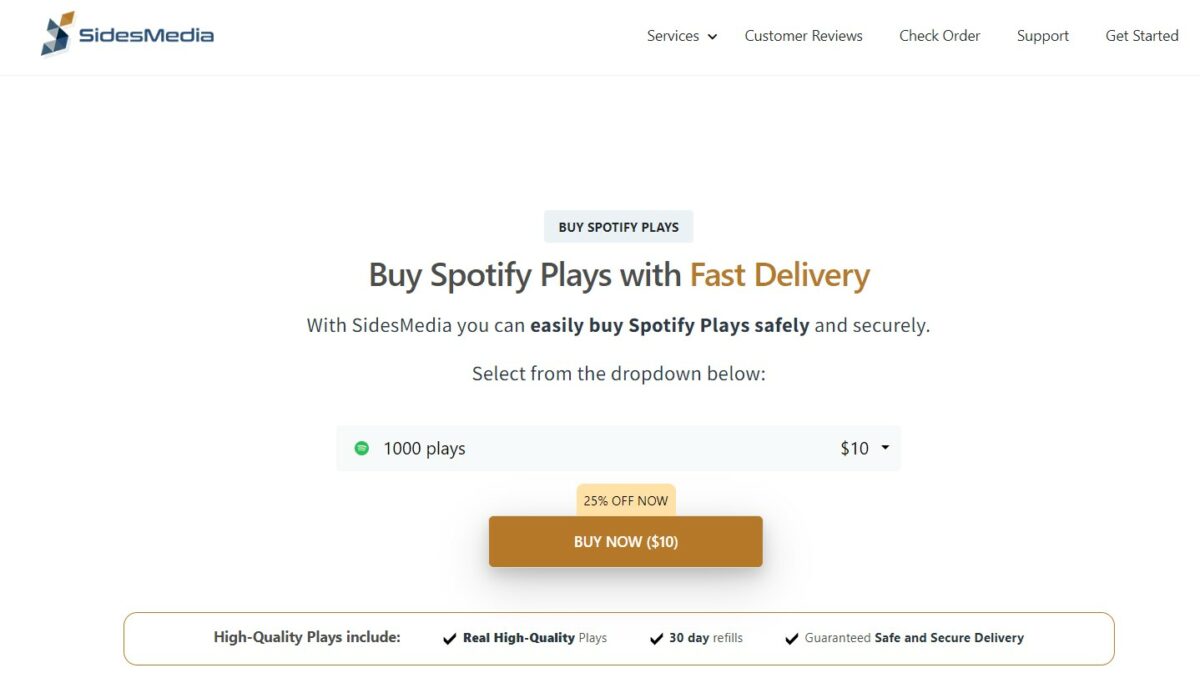 sidesmedia buy spotify album plays