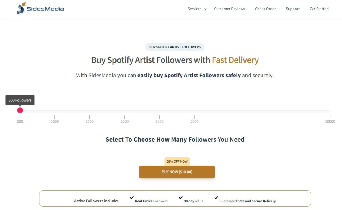 sidesmedia buy spotify playlist followers