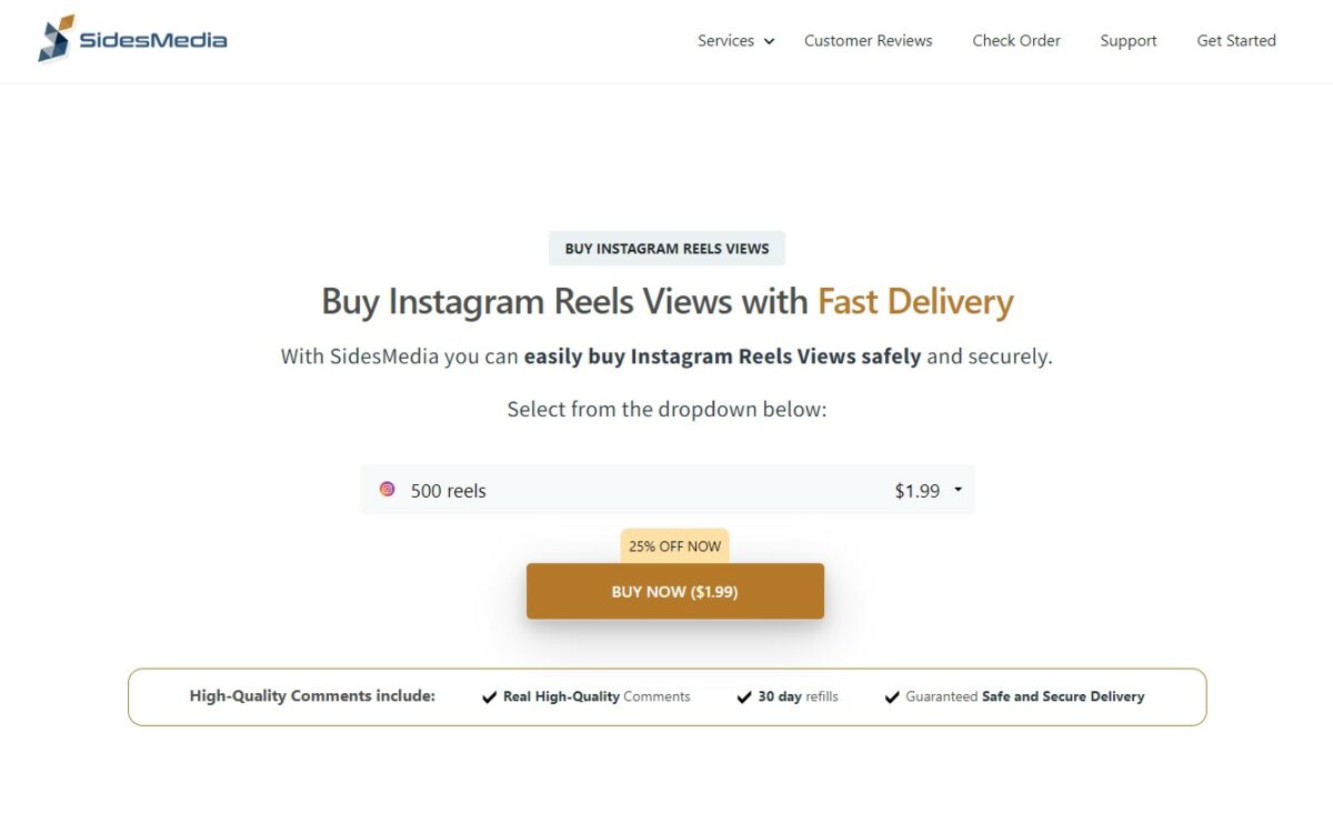 sidesmedia buy instagram reels views