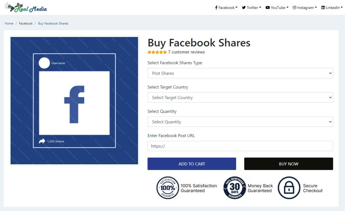 buy real media buy facebook post shares