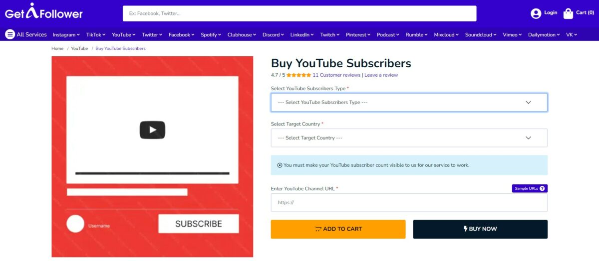 getafollower buy 10000 youtube subscribers