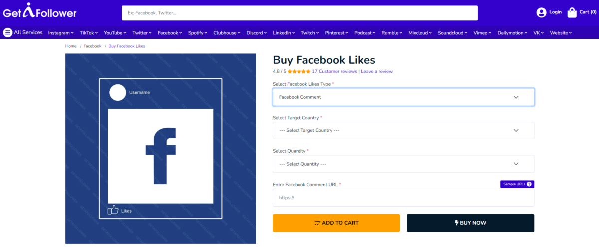 getafollower buy facebook comment likes
