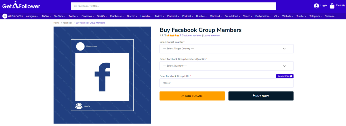 getafollower buy facebook group members