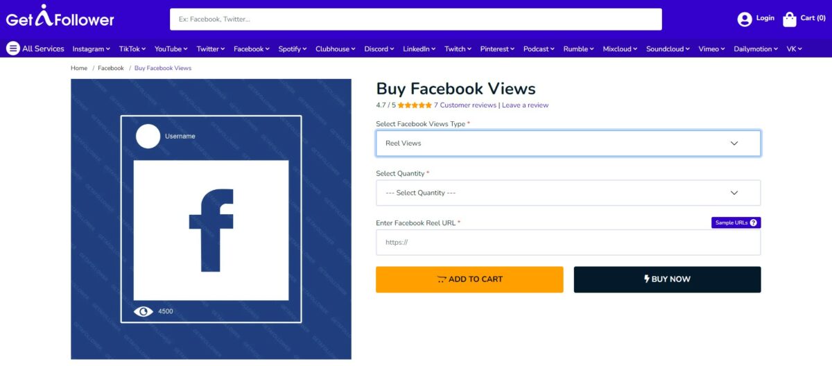 getafollower buy facebook reels views